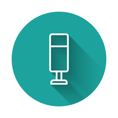 White line Punching bag icon isolated with long shadow background. Green circle button. Vector.