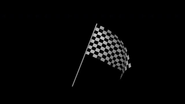 A checkered racing flag waving in the breeze on a transparent alpha channel background for easy drag and drop!