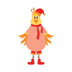 Illustration of a trendy laying hen on a white background. Vector illustration