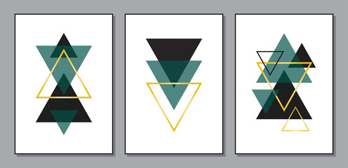 Trendy set of abstract creative minimalist artistic geometric compositions