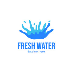  Water Splash Logo Symbol. Natural Spring water logo design Label template in white background