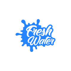  Water Splash Logo Symbol. Natural Spring water logo design Label template in white background