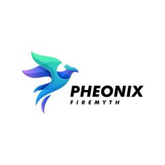 Vector Logo Illustration Phoenix Gradient Colorful Style.