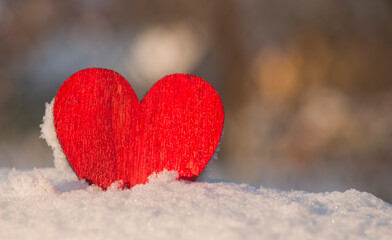Fototapeta premium Red hot heart on February 14, a frosty day