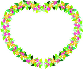 vector drawing heart shape flower border frame card background