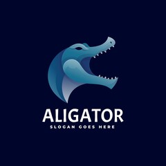 Vector Logo Illustration Crocodile Gradient Colorful Style.