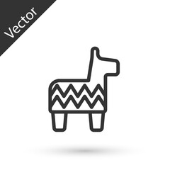 Grey line Pinata icon isolated on white background. Mexican traditional birthday toy. Vector.