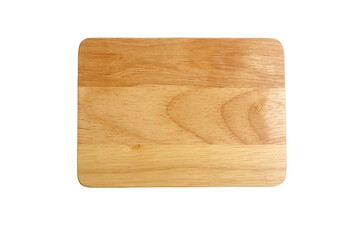 Top view Wooden cutting board isolated on white background, clipping path included.