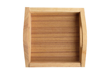 Top view Wooden tray isolated on white background, clipping path included.