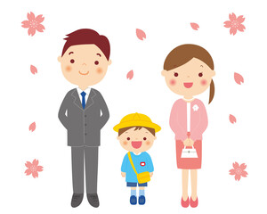 入園式　卒園式　男の子と両親