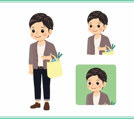 A man in a brown cardigan