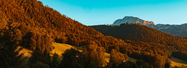Beautiful alpine summer sunset view near Berchtesgaden, Bavaria, Germany