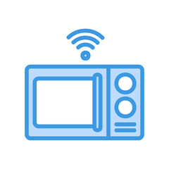 Microwave icon vector illustration in blue style about internet of things for any projects