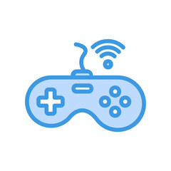 Joystick icon vector illustration in blue style about internet of things for any projects
