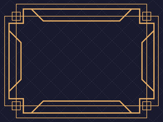 Art deco frame. Vintage linear border. Design a template for invitations, leaflets and greeting cards. Geometric golden frame. The style of the 1920s - 1930s. Vector illustration