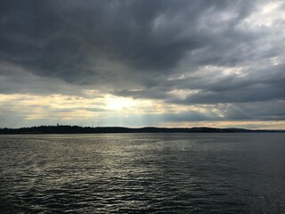 sunset over the lake