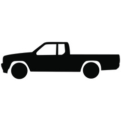 Black pick up car silhouette on white background.vector illustration.