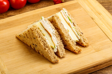 Club sandwich with chicken and cheese