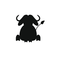child illustration, african buffalo on white background