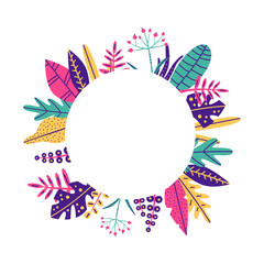 Round tropical template frame with copy space for text