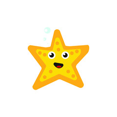 childish illustration, of starfish on white background
