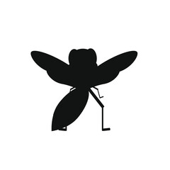 childish illustration, of mosquito on white background