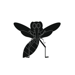 childish illustration, of mosquito on white background