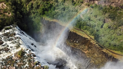 The Victoria Falls at the Border of Zimbabwe and Zambia in Africa. The Great Victoria Falls One of...