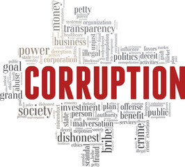 Fototapeta premium Corruption vector illustration word cloud isolated on a white background.