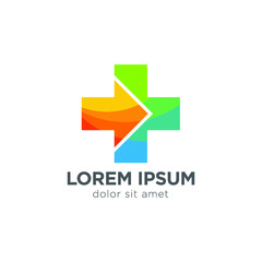 Obraz premium health cross pharmacy symbol line vector icon logo design
