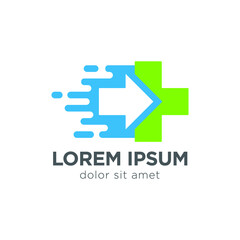 Obraz premium health cross pharmacy symbol line vector icon logo design