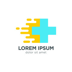 Obraz premium health cross pharmacy symbol line vector icon logo design