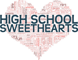 High school sweethearts vector illustration word cloud isolated on a white background.