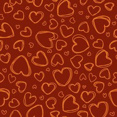 Background seamless pattern with hearts in boho colors