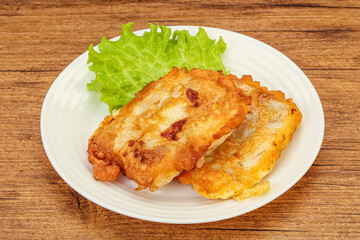 Roasted cod fish in bread