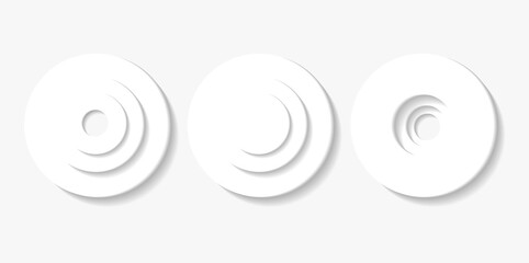 Graphic design element, white 3d circles forming shape of pushed in and out forms, play of light and shadow