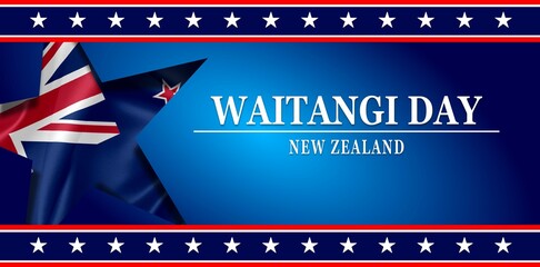 Happy Waitangi Day (New Zealand National Day) illustration. Suitable for greeting card, poster and...