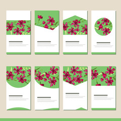 Fototapeta na wymiar Set with different floral templates. Cards for your design and advertisement