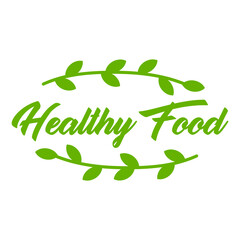 Healthy food logo template. Organic food vector design. 
