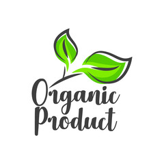 Organic natural bio label icon, healthy foods badges, fresh eco vegetarian food – stock vector