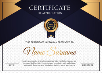 Certificate diploma of achievement border design templates with elements of luxury gold badges and modern line patterns. vector graphic print layout can use For award, appreciation, education
