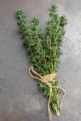 Twigs of thyme tied with rope