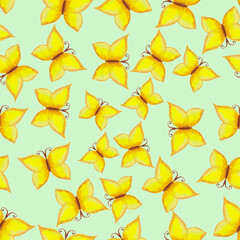 yellow butterflies with golden wings with cheerful antennae, summer, bright, light as air, beautiful as in dreams