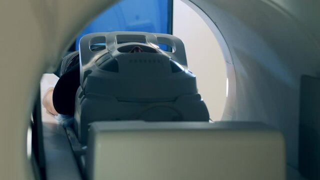 CT scanner with a patient inside of it
