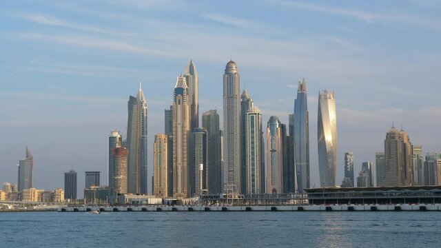 Skyline cityscape of the Dubai Marina skyscrapers, United Arab Emirates