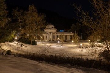 Marianske Lazne (Marienbad) - small spa town in winter under snow