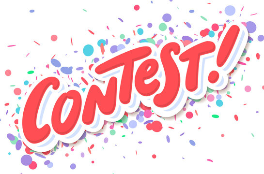 Contest banner. Handwritten vector lettering.