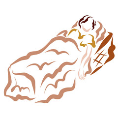 sick, weak, or sound asleep man lying on a bed