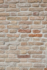 Close-up view of brick wall in Venice, Italy