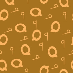 Brown seamless pattern with the letter Q. Background in minimalist style. Hand drawn for fabric, wallpaper, poster and bed linen. Vector illustration.